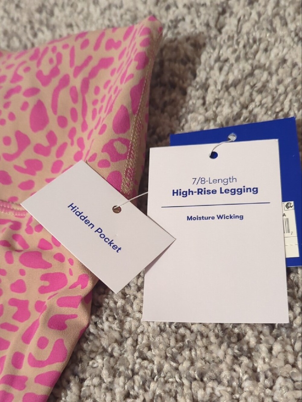 Women's Pink Leopard Print High-Rise 7/8 Length Leggings, Size Medium - Picture 2 of 3